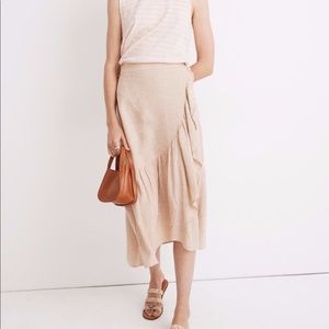 Madewell Linen-Blend Ruffle-Wrap Midi Skirt